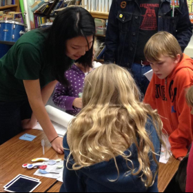 2014 It's a Material World: Eunhee at Foothill Elementary School teaching students about heat sensitive materials.